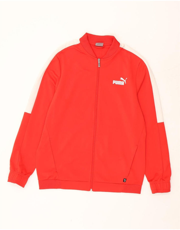 Giacca da tuta da uomo Puma in poliestere color block rosso medio