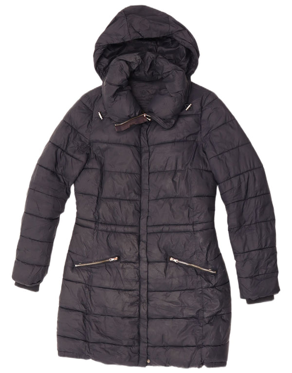 Cappotto imbottito con cappuccio da donna Massimo Dutti UK 10 piccolo nylon nero