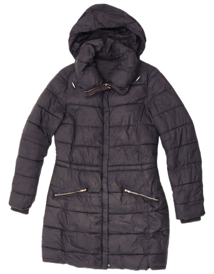 Cappotto imbottito con cappuccio da donna Massimo Dutti UK 10 piccolo nylon nero