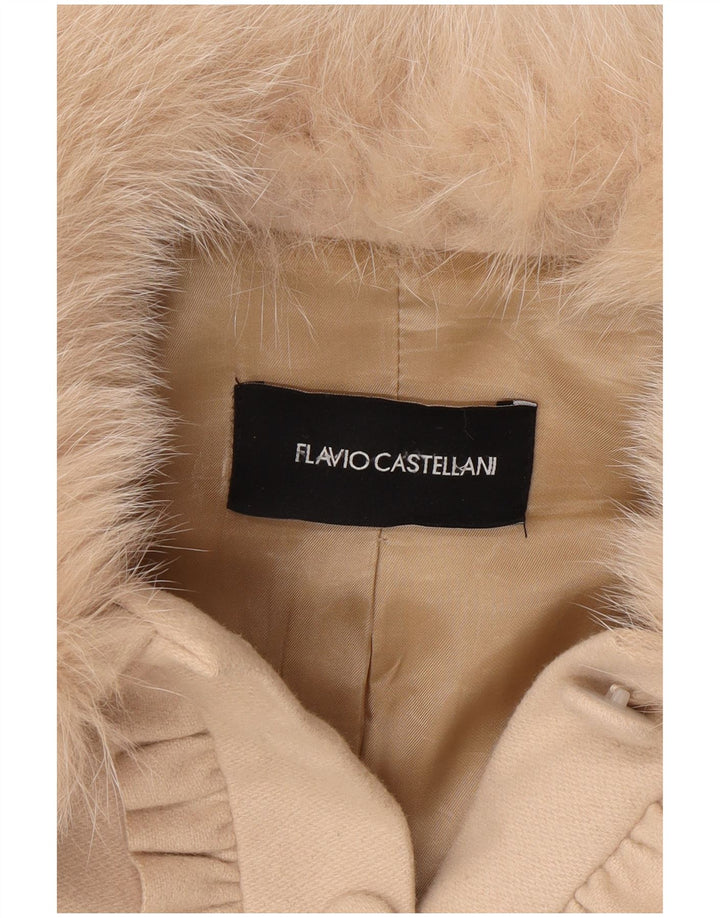 Cappotto Donna Flavio Castellani IT 44 Beige Medio Lana