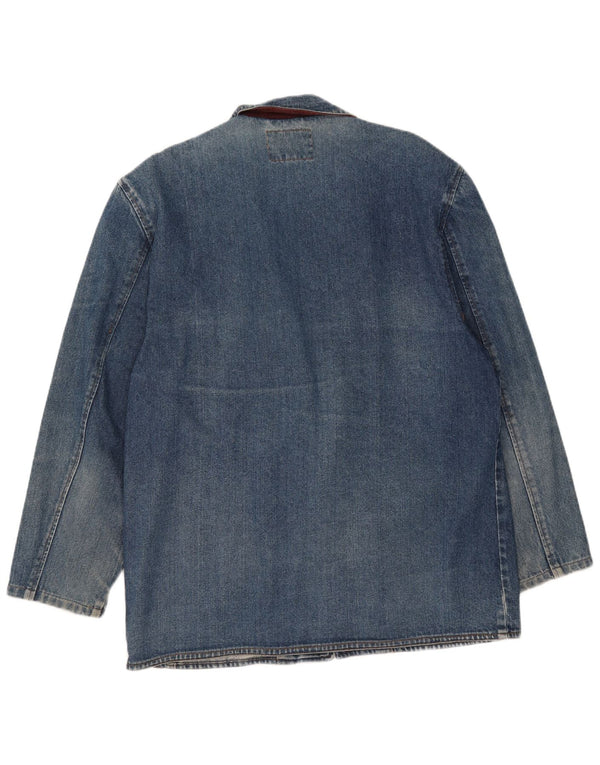 Giacca blazer in denim vintage da uomo a 1 bottone IT 48 cotone blu medio