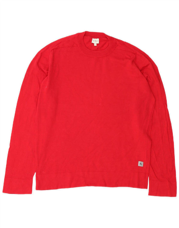 Maglione maglione girocollo da uomo Calvin Klein Jeans in cotone rosso medio