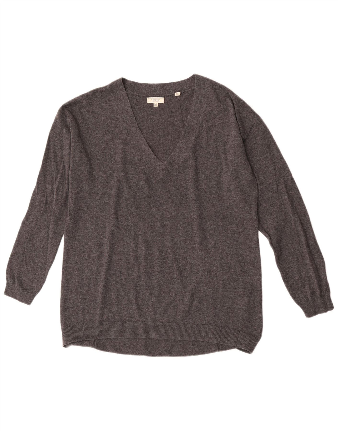 Maglione maglione oversize con scollo a V da donna Fat Face UK 12 Lana grigio medio