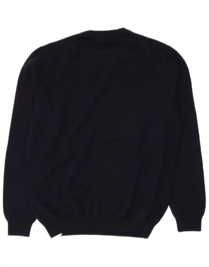 Massimo Dutti Maglione da uomo girocollo maglione grande lana blu navy