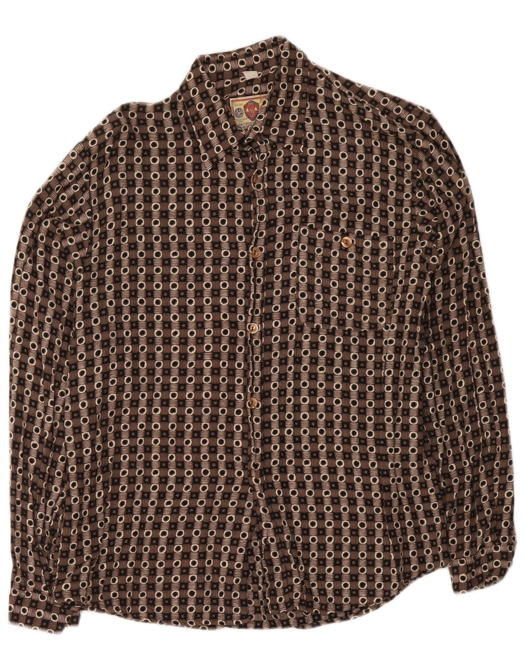 Camicia Vintage Bambino 15-16 Anni XL Marrone Geometrica