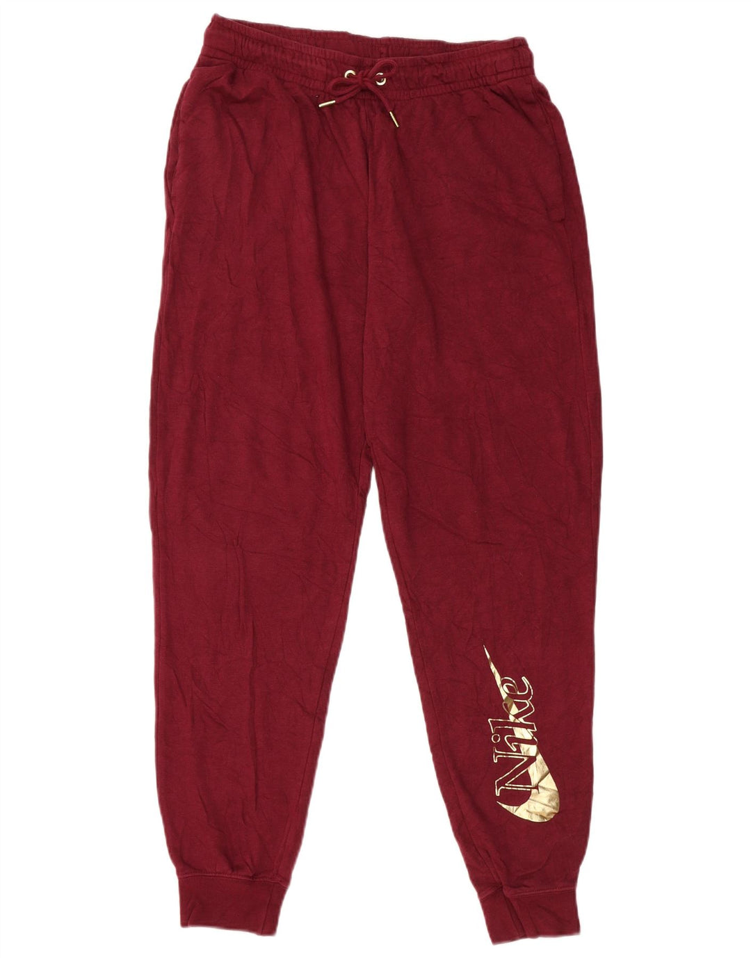 NIKE Pantaloni da tuta con grafica da donna Joggers UK 10 Small Maroon Cotton