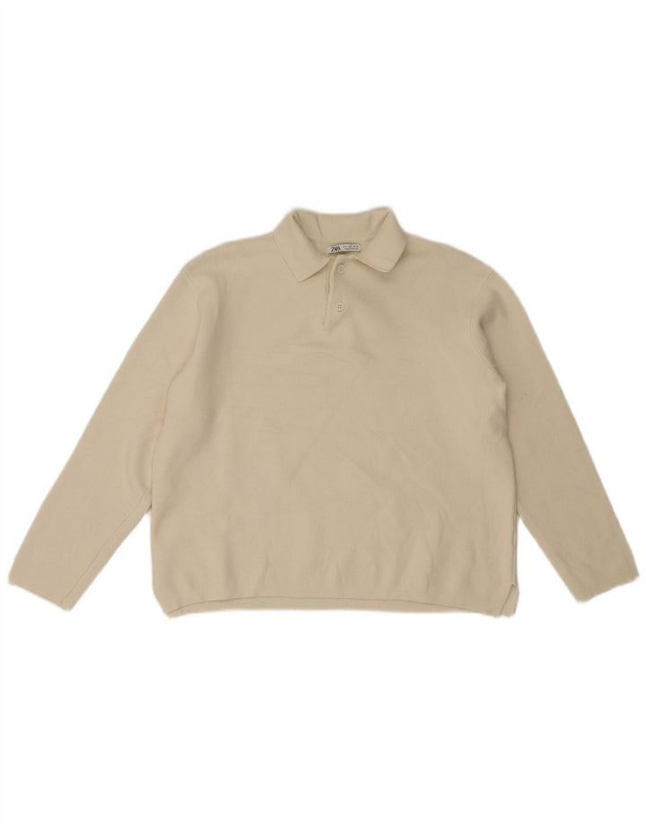 Maglione maglione collo alto da uomo Zara piccolo bianco sporco