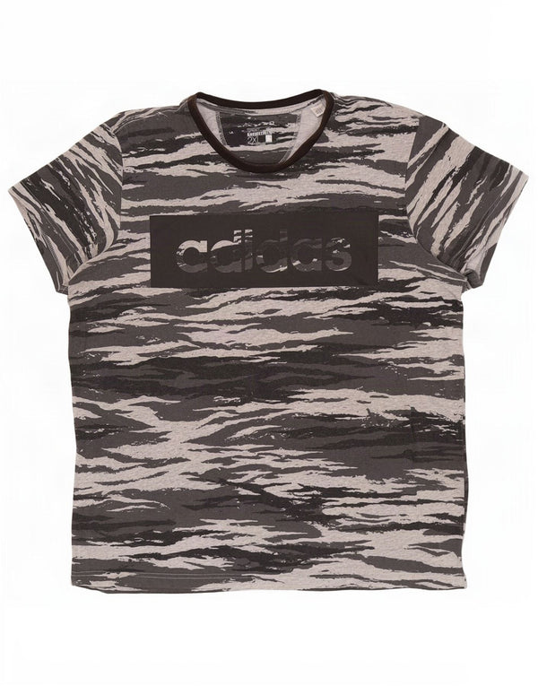 T-shirt grafica Adidas Climalite da uomo 2XL in cotone mimetico grigio