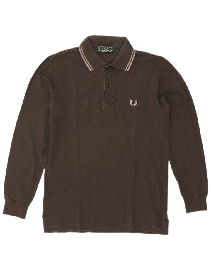 Polo a maniche lunghe da uomo Fred Perry piccola in cotone grigio