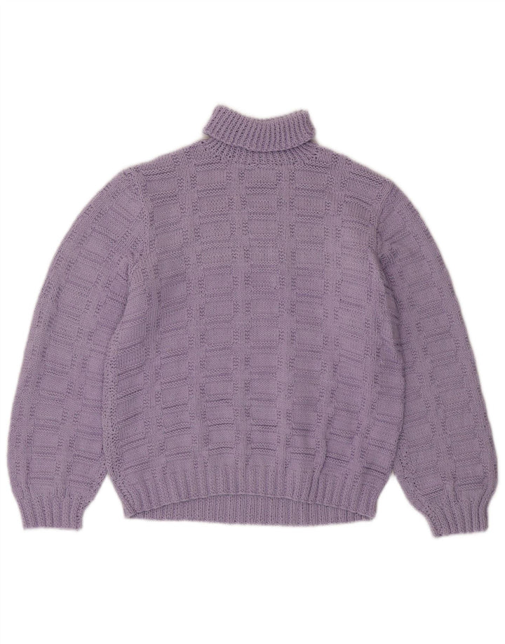 Maglione maglione collo alto da donna VINTAGE UK 12 viola medio