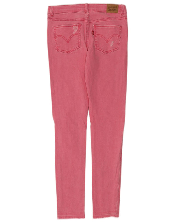 Levi's Ragazze 710 Jeans Super Skinny Distressed 11-12 Anni W28 L29 Rosa