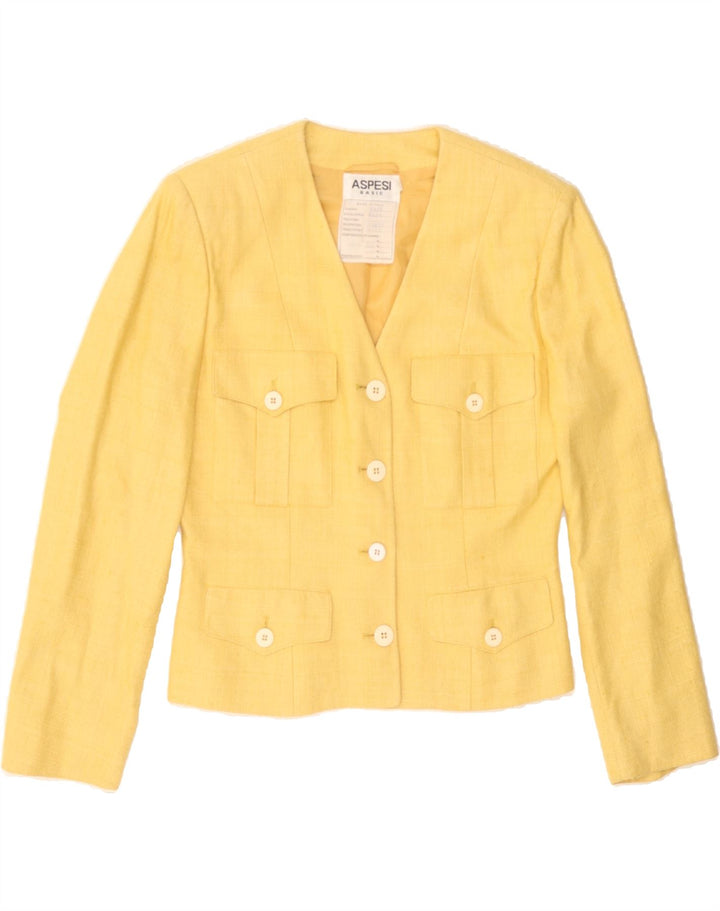 ASPESI Womens 4 Button Blazer Jacket IT 42 Medium Yellow Vintage Aspesi and Second-Hand Aspesi from Messina Hembry 