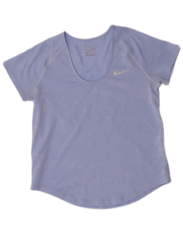 T-shirt Nike Dri Fit da donna, taglia UK 10, piccola blu geometrica