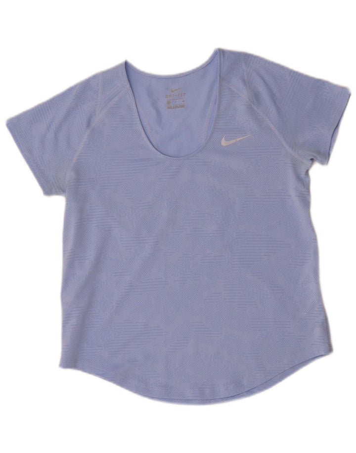 T-shirt Nike Dri Fit da donna, taglia UK 10, piccola blu geometrica
