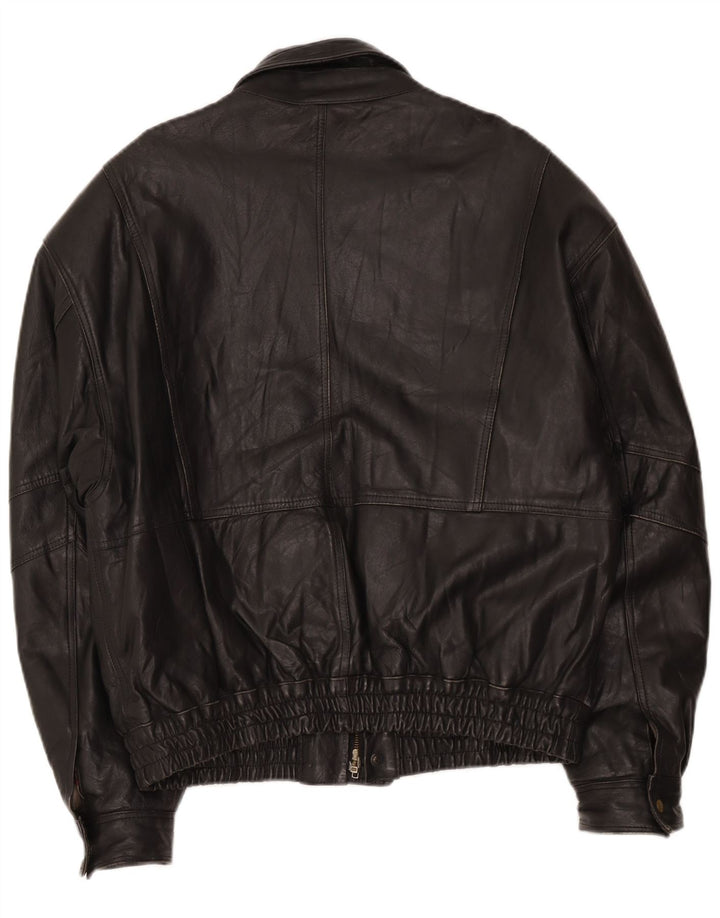 Giacca bomber in pelle vintage da uomo IT 52 XL nera