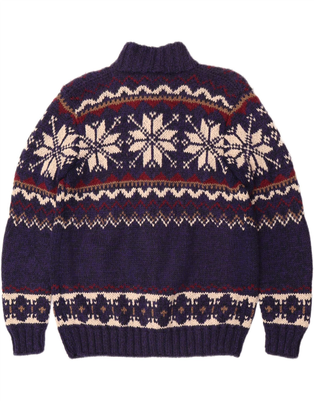 Maglione cardigan da uomo vintage blu medio Fair Isle