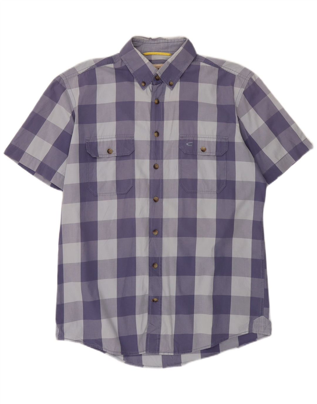 Camicia da uomo a maniche corte con vestibilità regolare Camel Active in cotone a quadretti blu medio