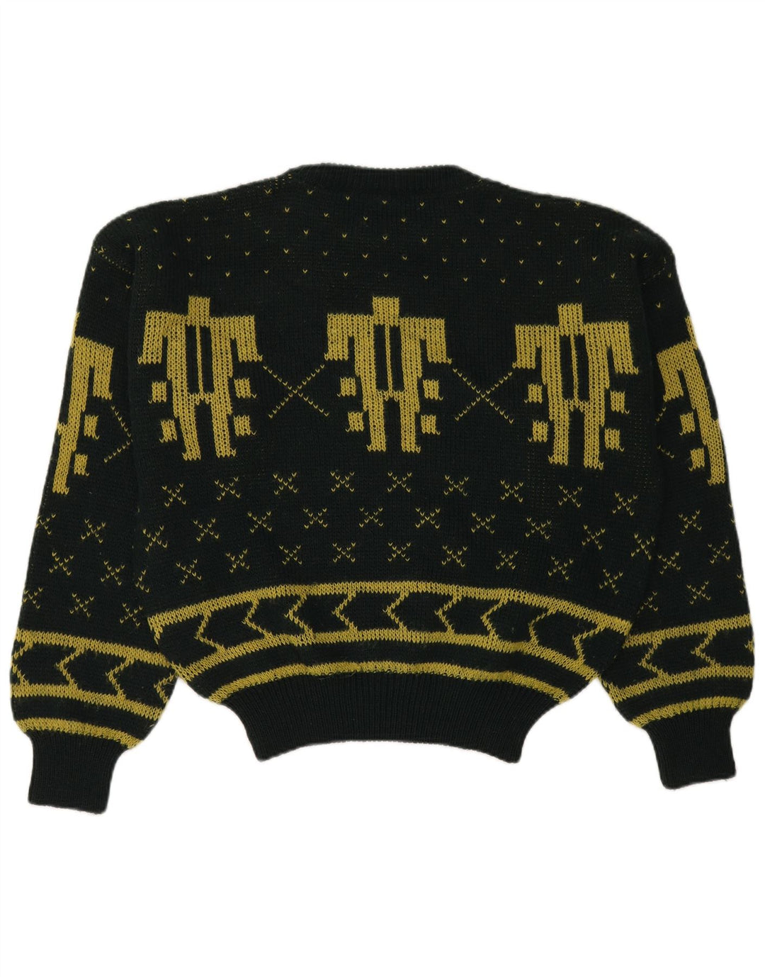 CIAO Maglione girocollo da uomo in lana verde Fair Isle grande
