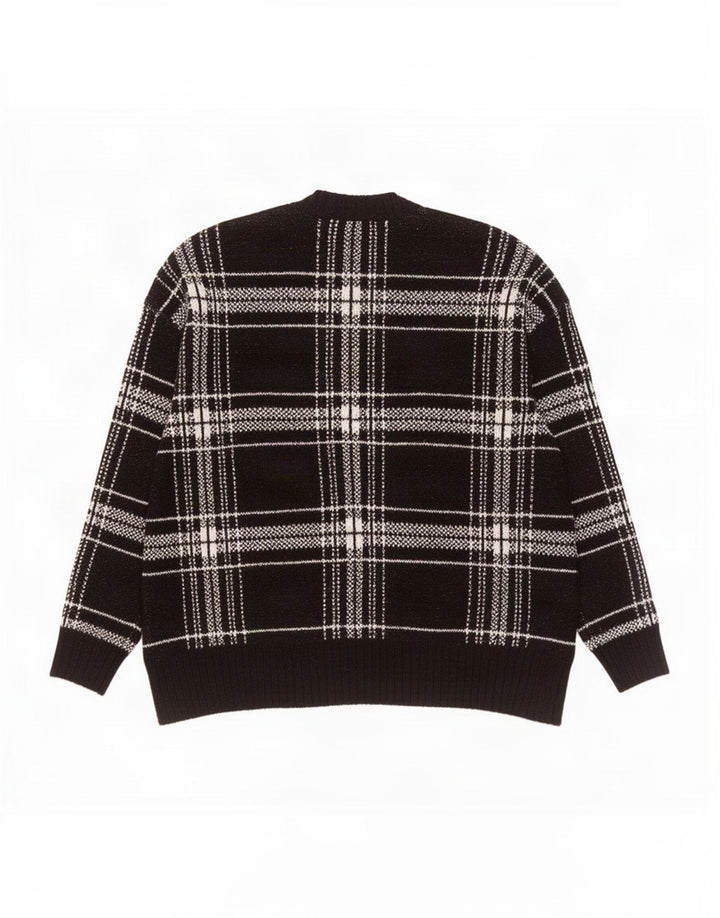 Maglione maglione girocollo da uomo Marks & Spencer grande acrilico a quadri neri