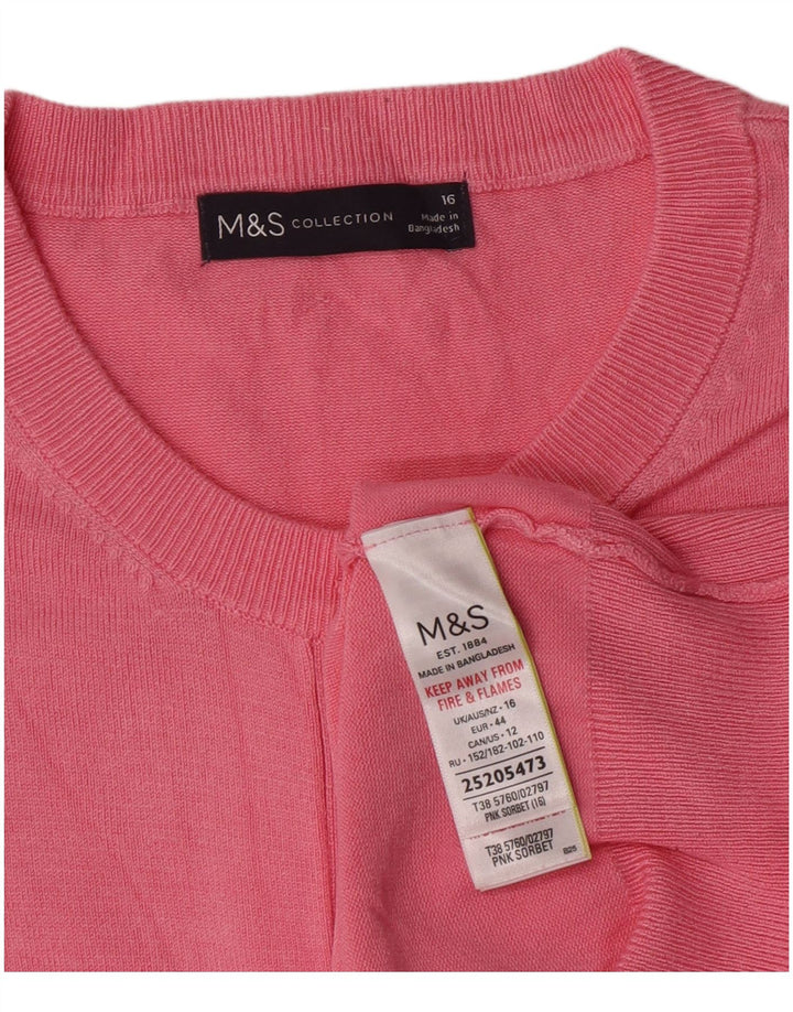 Maglione cardigan da donna Marks & Spencer UK 16 Large Rosa Viscosa