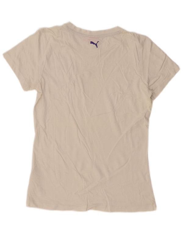 T-shirt grafica da donna PUMA Top UK 16 grande cotone bianco