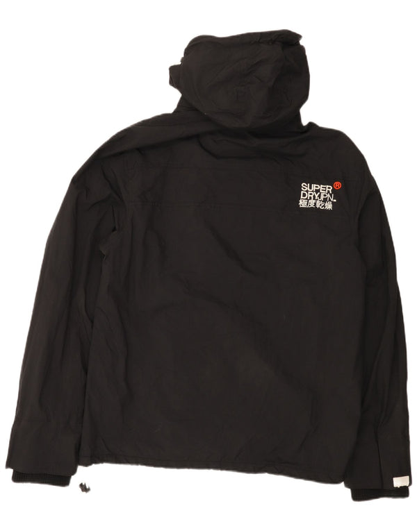 Giacca a vento con cappuccio grafica da donna Superdry UK 18 XL nylon nero