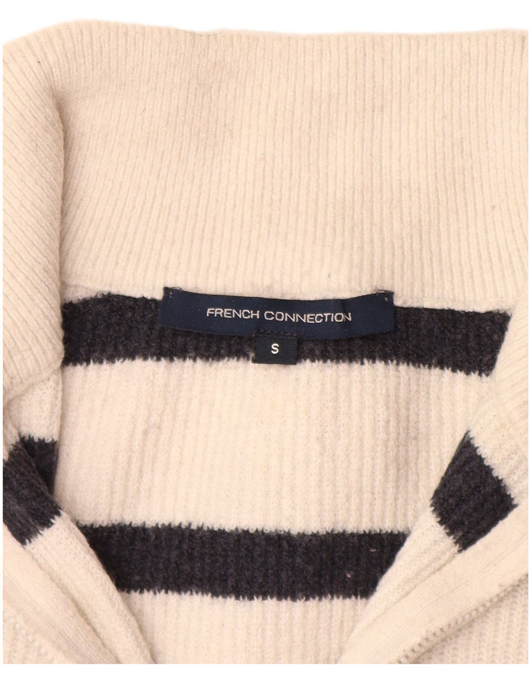 FRENCH CONNECTION Maglione da donna con collo corto e zip UK 10 piccolo bianco