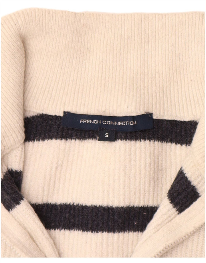FRENCH CONNECTION Maglione da donna con collo corto e zip UK 10 piccolo bianco