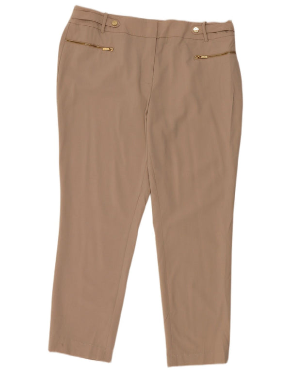 Calvin Klein Womens High Waist Slim Casual Trousers US 14 XL W36 L28 Beige
