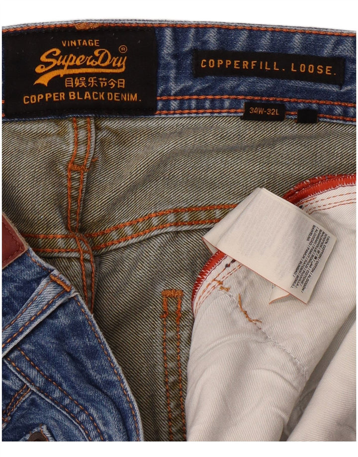 Jeans slim larghi da uomo Superdry Copperfill W34 L32 cotone blu