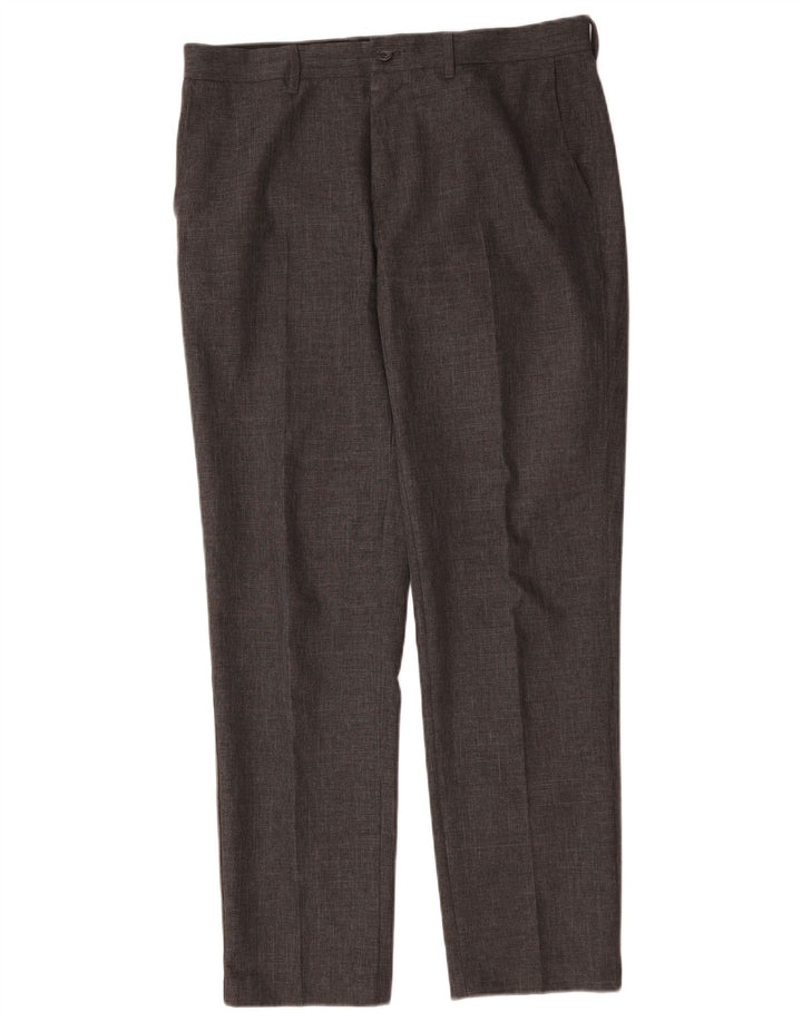 Pantaloni da abito slim da uomo Marks & Spencer W34 L31 poliestere grigio