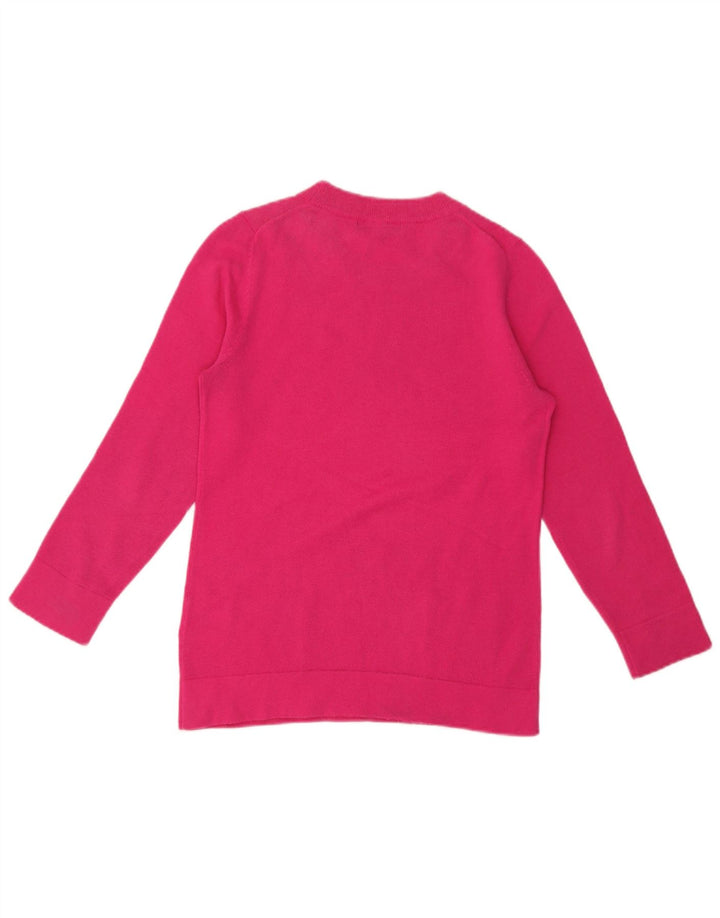 Maglione maglione girocollo da donna Jaeger UK 10 piccolo lana rosa