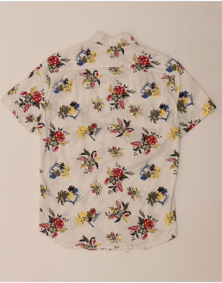 J. CREW Camicia da uomo a maniche corte Flex piccola in cotone floreale bianco