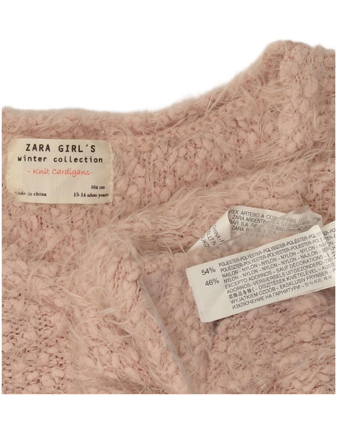 Maglione Cardigan Bambina ZARA 13-14 Anni Poliestere Rosa