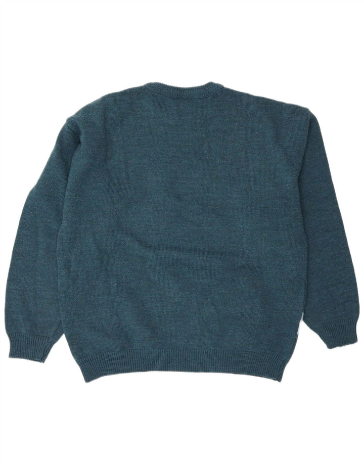 Maglione maglione girocollo da uomo North Pole XL lana Fair Isle blu