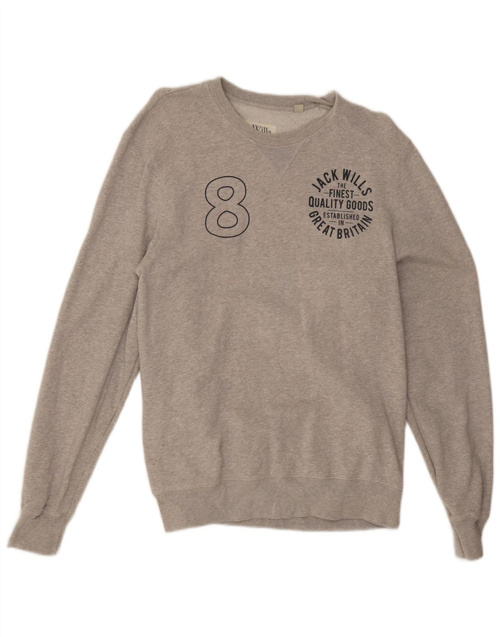 Felpa grafica da uomo Jack Wills Maglione cotone chiazzato grigio medio