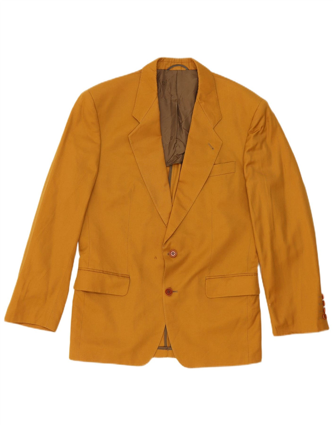 Abito vintage da uomo a 2 bottoni e 2 pezzi IT 48 medio W32 L32 in cotone giallo