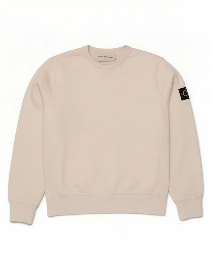 Felpa da uomo Calvin Klein Jeans Maglione cotone bianco medio