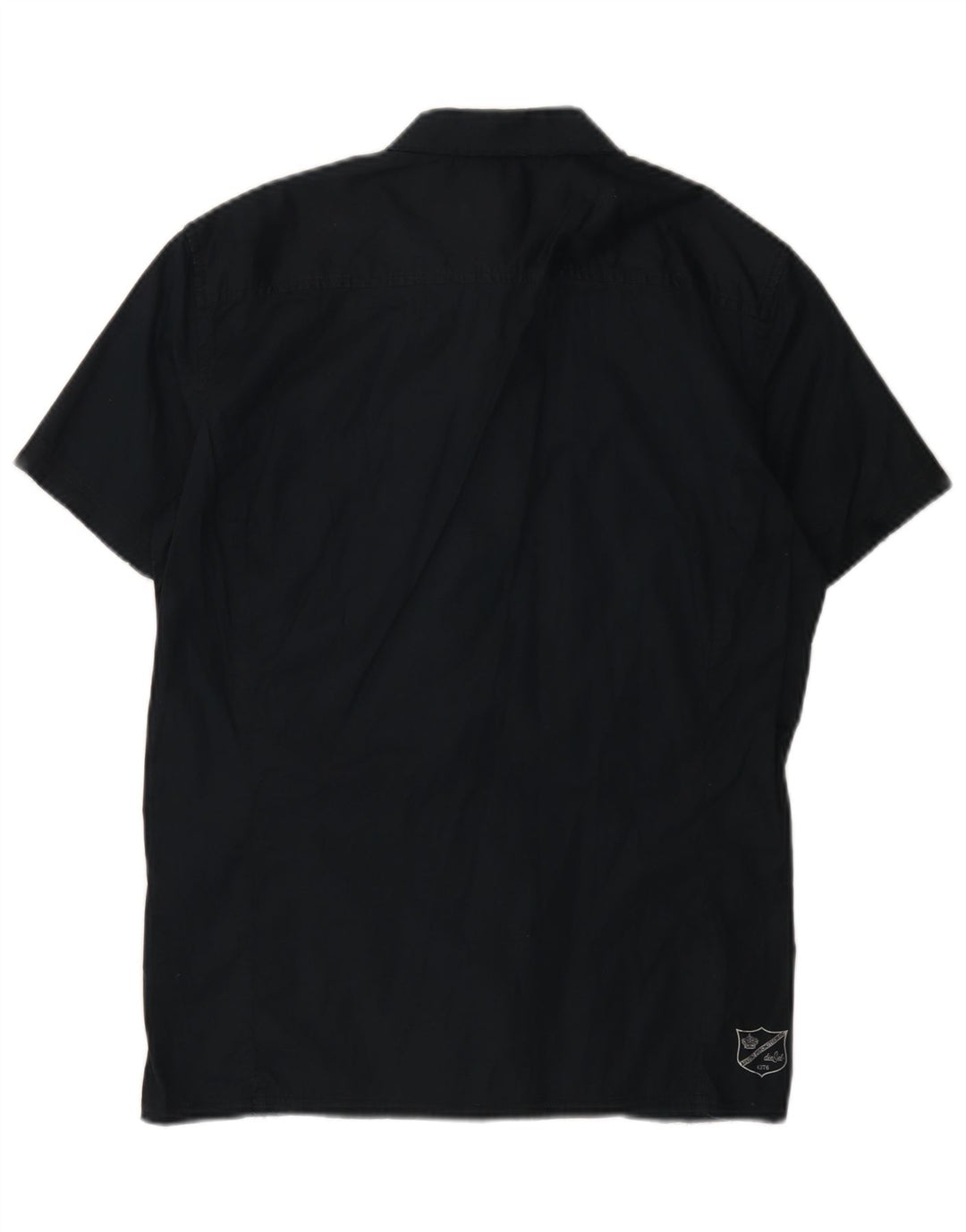 Camicia militare da uomo a maniche corte Diesel in cotone blu navy medio