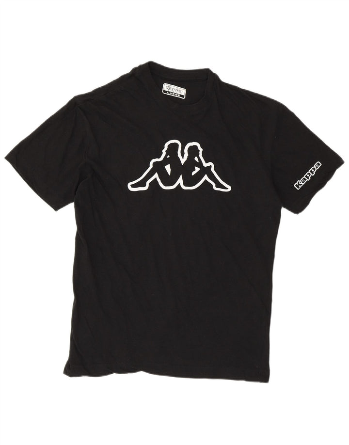 T-shirt grafica da donna KAPPA Top UK 14 grande cotone nero