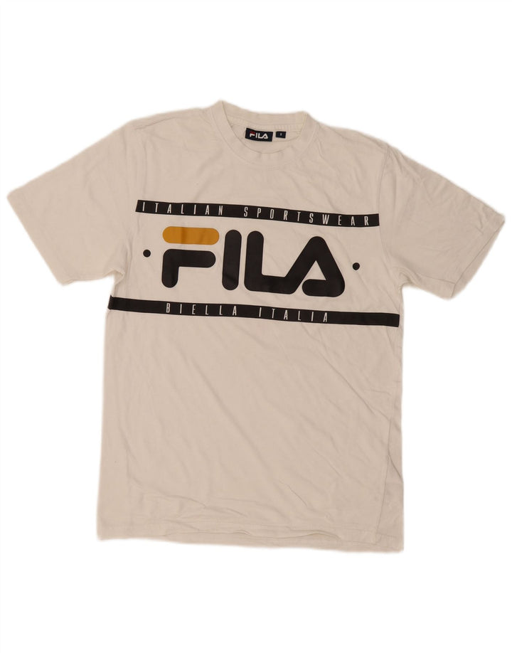 T-shirt grafica da uomo Fila Top Small in cotone bianco