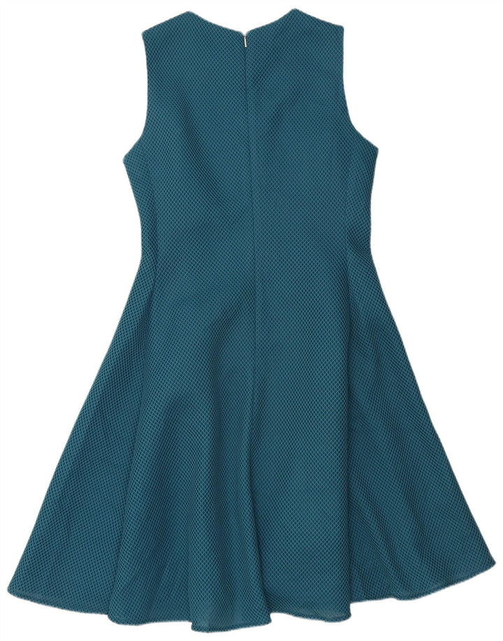 Abito a trapezio senza maniche da donna DKNY US 10 grande poliestere geometrico blu