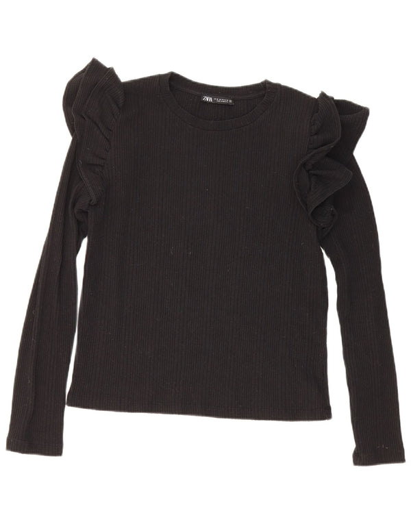 Top corto da donna Zara a maniche lunghe UK 12 medio nero