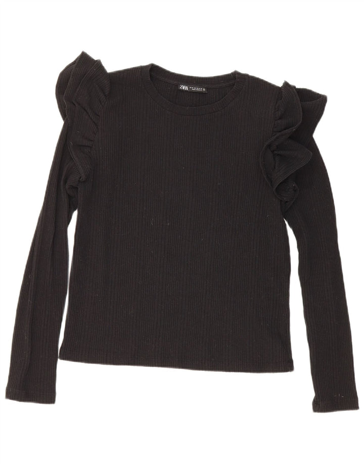 Top corto da donna Zara a maniche lunghe UK 12 medio nero
