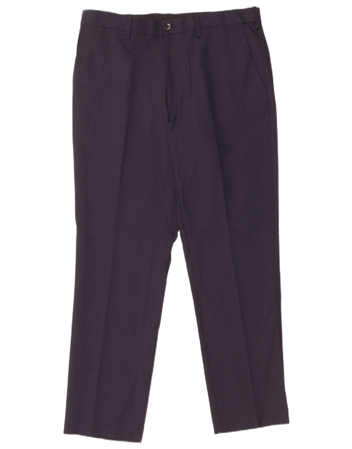 Pantaloni chino slim da uomo Marks & Spencer W32 L29 poliestere blu navy