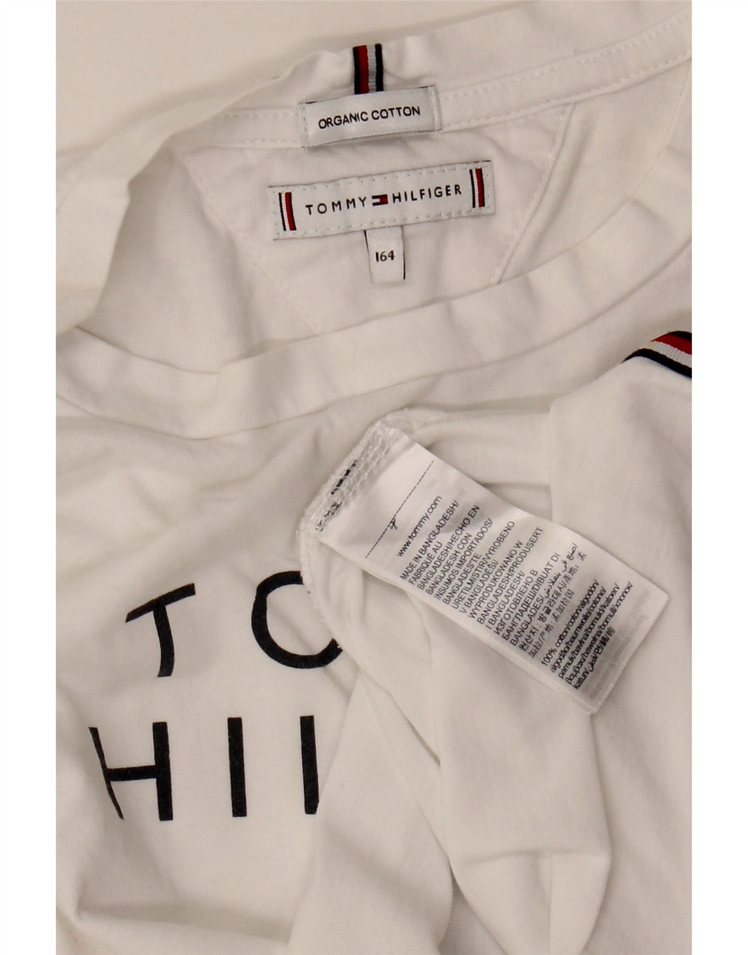 TOMMY HILFIGER T-shirt grafica per ragazzi 13-14 anni in cotone bianco
