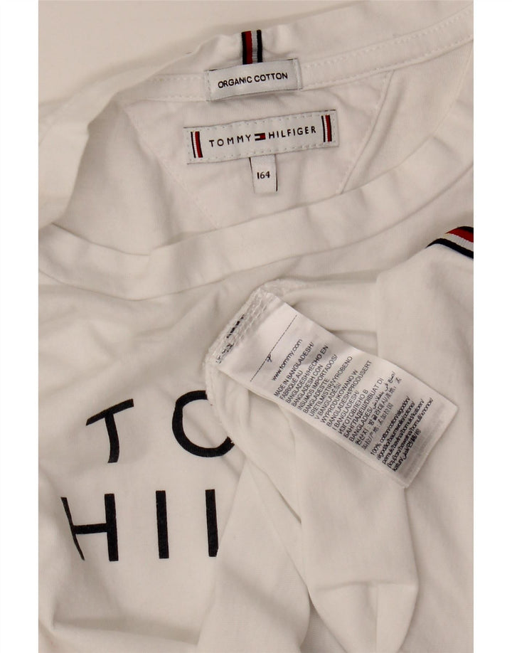 TOMMY HILFIGER T-shirt grafica per ragazzi 13-14 anni in cotone bianco