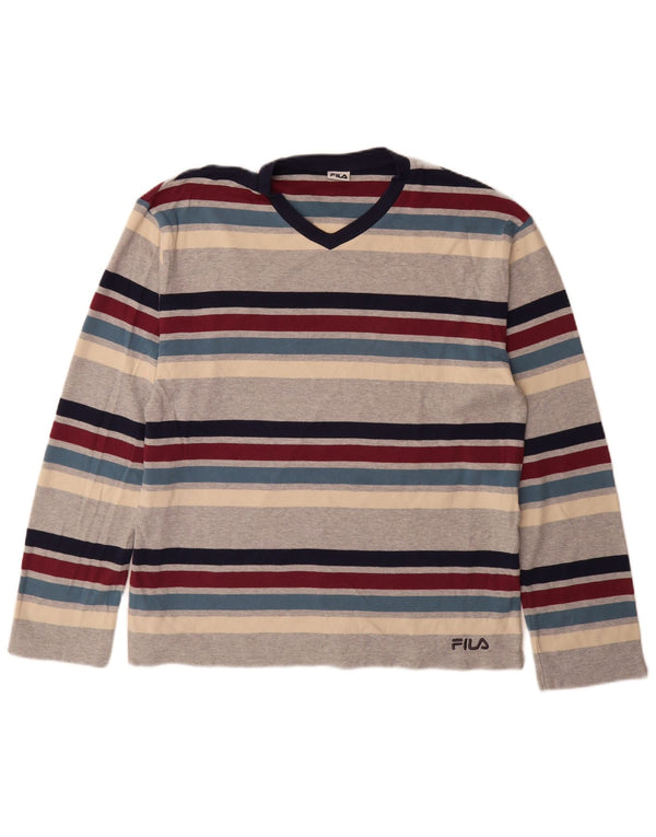 Fila Maglia da uomo a maniche lunghe XL in cotone a righe multicolore