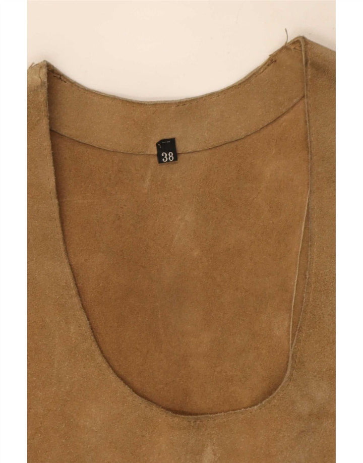 Abito scamiciato vintage da donna in pelle scamosciata EU 38 Marrone medio