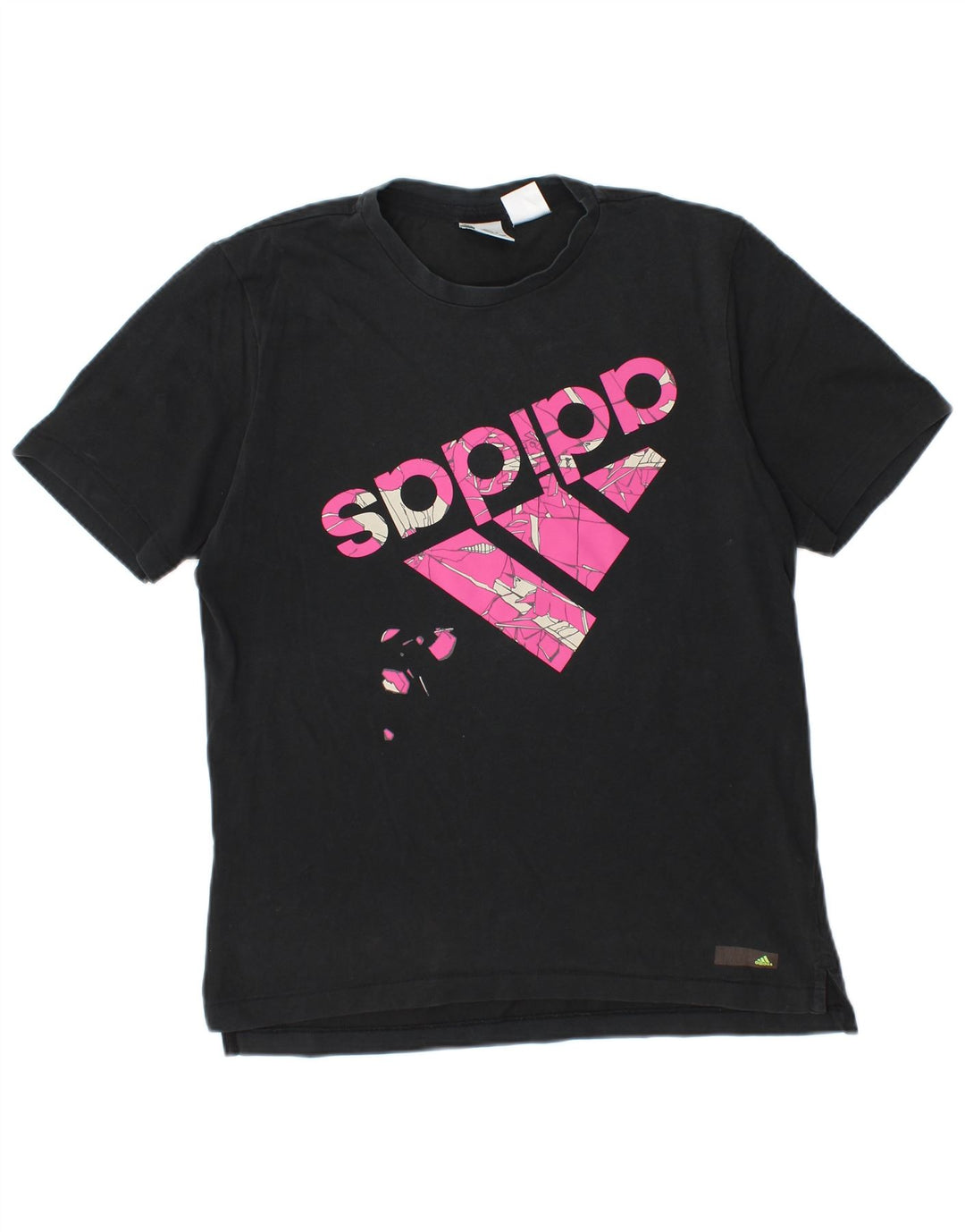 T-shirt grafica da donna ADIDAS Top UK 14 cotone nero medio